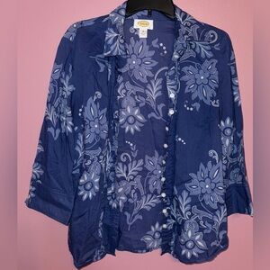 Talbots Blue Floral Blouse